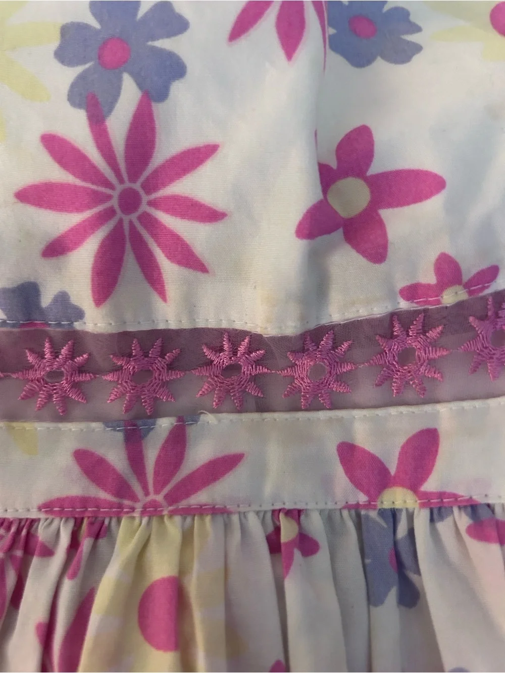 greendog White Floral Sundress with Pink and Purple Flowers. Cotton Size 3T